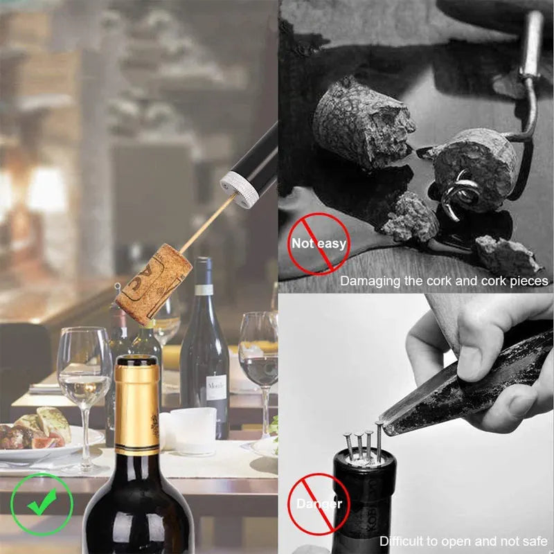 Portable Wine Bottle Opener, Air Pump Stainless Steel Pin Jar Cork Remover Corkscrew Kitchen Bar Accessories Gfit Opening Tools