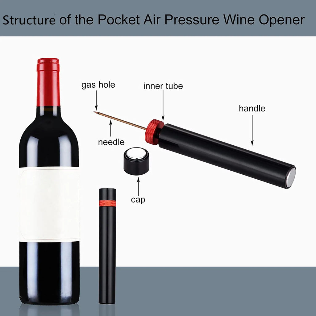 Portable Wine Bottle Opener, Air Pump Stainless Steel Pin Jar Cork Remover Corkscrew Kitchen Bar Accessories Gfit Opening Tools
