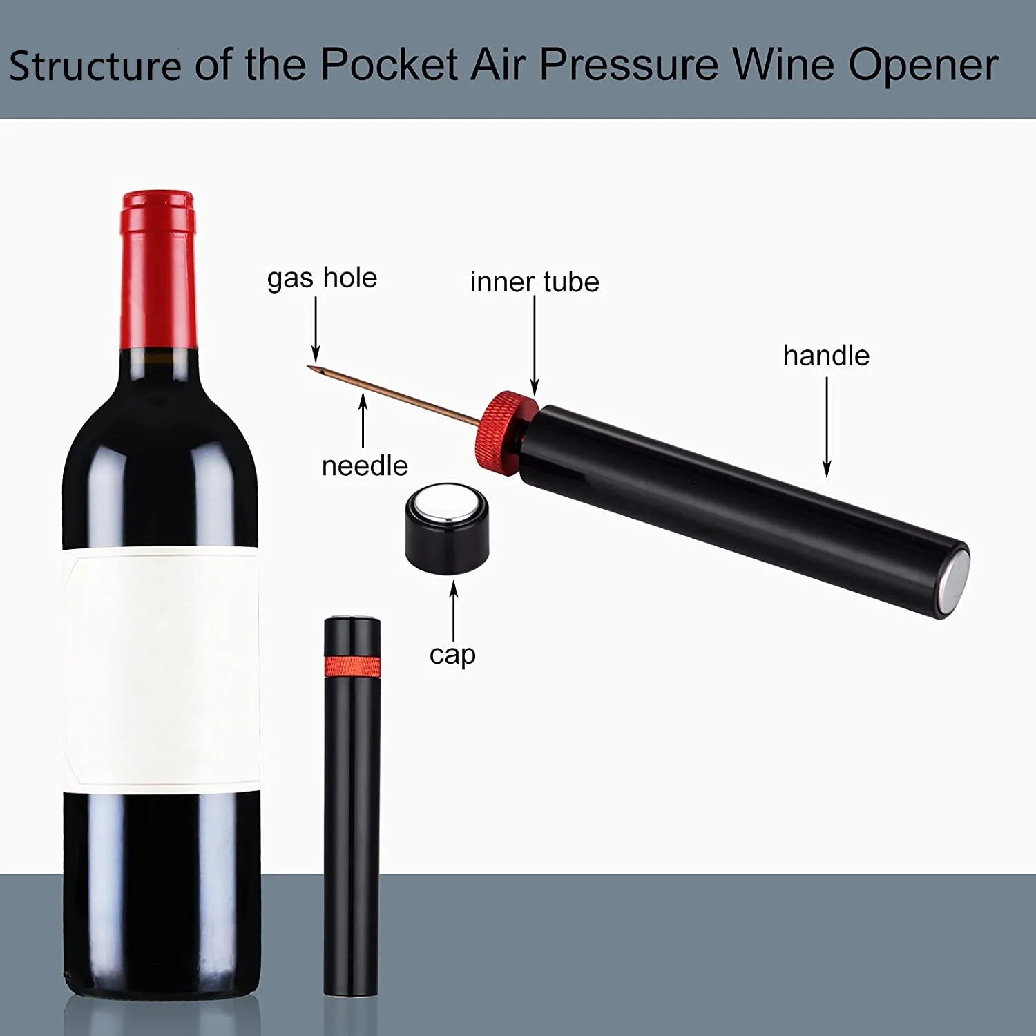 Portable Wine Bottle Opener, Air Pump Stainless Steel Pin Jar Cork Remover Corkscrew Kitchen Bar Accessories Gfit Opening Tools