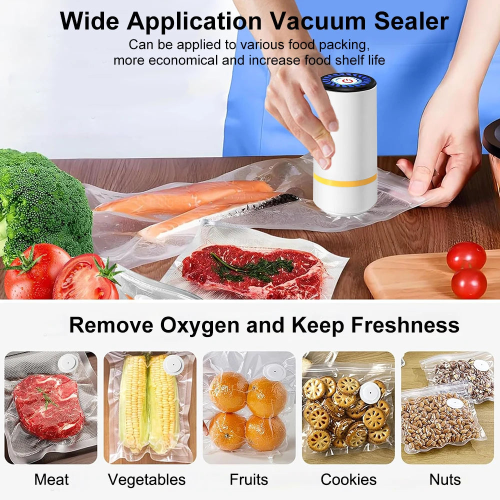 Air Vacuum Sealer Pump Handheld Food Sealing Pump USB Rechargeable Sealer Pump For Food Automatic Mini Sealer Pump Food Air Pump