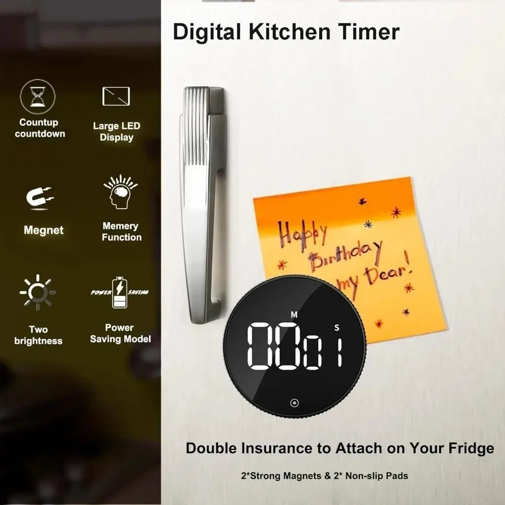 1 Piece Digital Timer Large LED Display Kitchen Reminder Visual Timer Magnetic Countdown Timer for Classroom Cooking Fitness