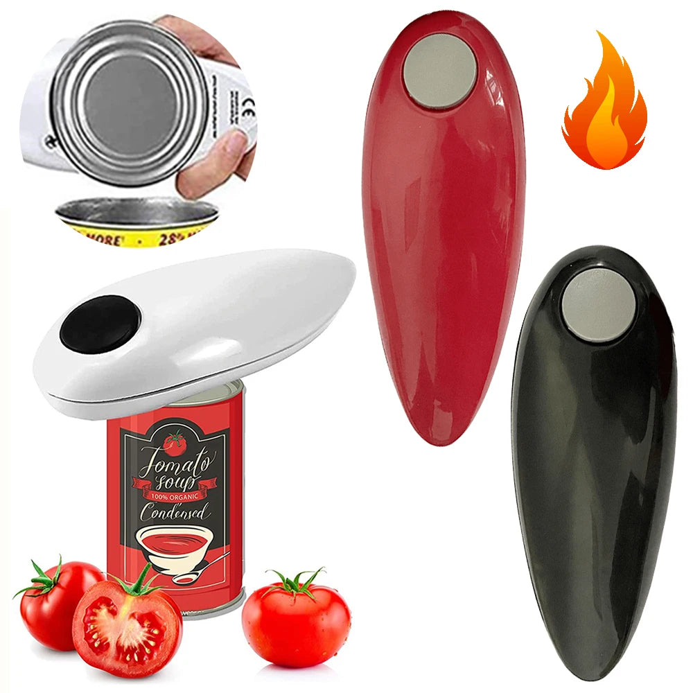 Electric Can Opener Automatic Bottle Opener Mini One Touch Battery Operated Smooth Edges Can Opener Kitchen Bar Tool Gadgets