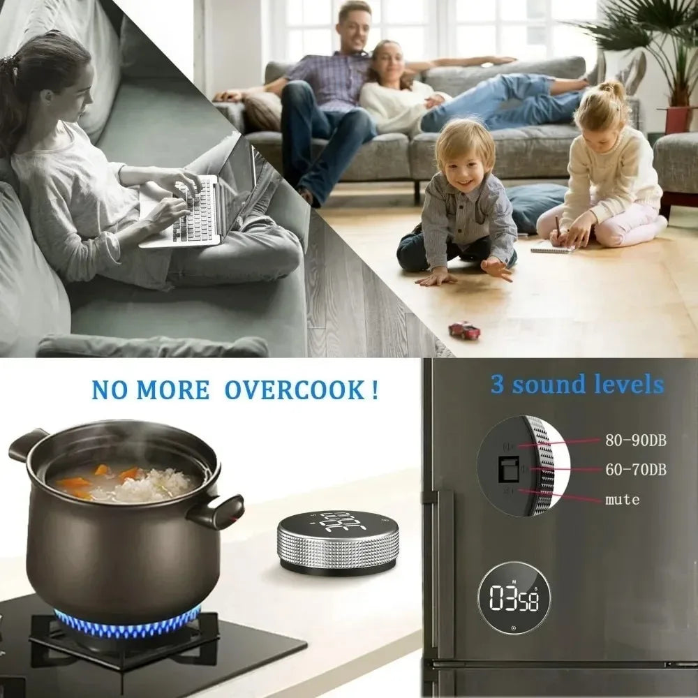 1 Piece Digital Timer Large LED Display Kitchen Reminder Visual Timer Magnetic Countdown Timer for Classroom Cooking Fitness