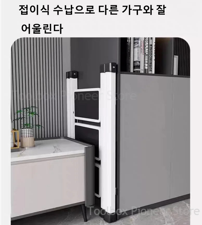 2-3 Step Folding Step Ladder Anti-slip Wide Pedal 330lbs Carbon Steel Multifunction Step Ladder Storage Shelf Flower Pot Stand