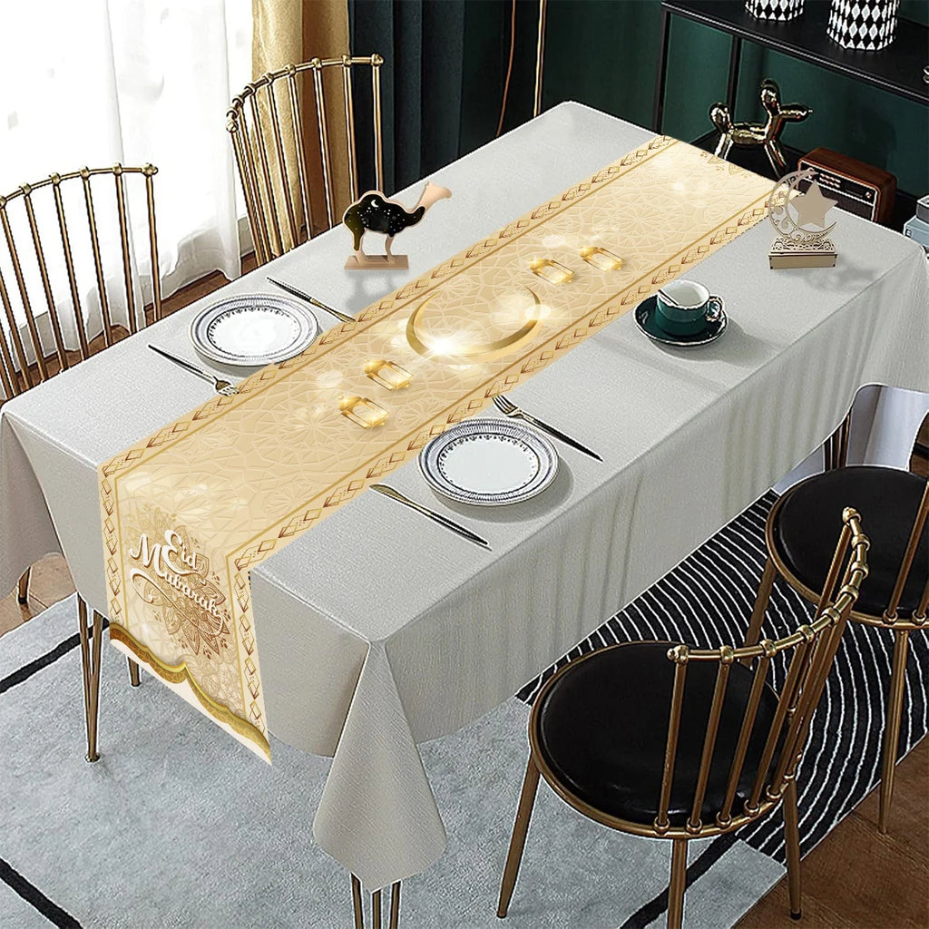 2026 Eid Mubarak Table Runner Ramadan Decor for Home Kitchen Dinning Islamic Muslim Party Decor Ramadan Kareem Eid Al Adha Gift