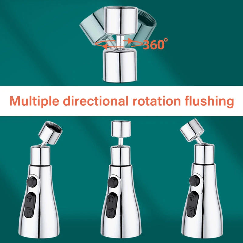 3 In 1 Kitchen Faucet Extender 360 Degree Rotate Pull Out Kitchen Tap Multi-mode Strong Flushing Booster Kitchen Accessories