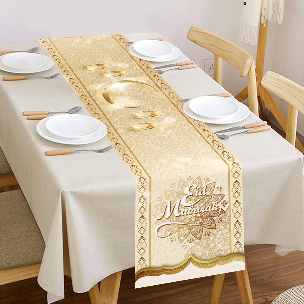2026 Eid Mubarak Table Runner Ramadan Decor for Home Kitchen Dinning Islamic Muslim Party Decor Ramadan Kareem Eid Al Adha Gift