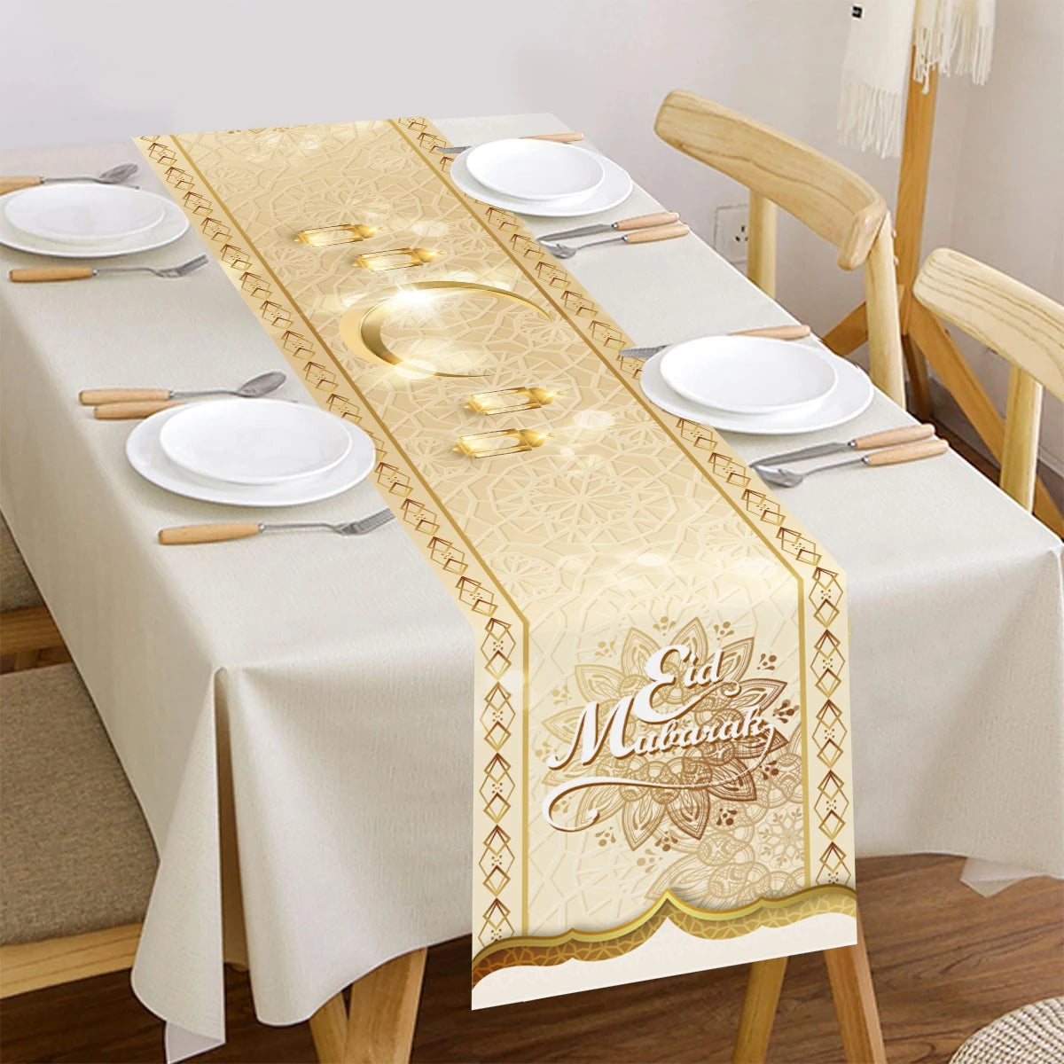 2026 Eid Mubarak Table Runner Ramadan Decor for Home Kitchen Dinning Islamic Muslim Party Decor Ramadan Kareem Eid Al Adha Gift