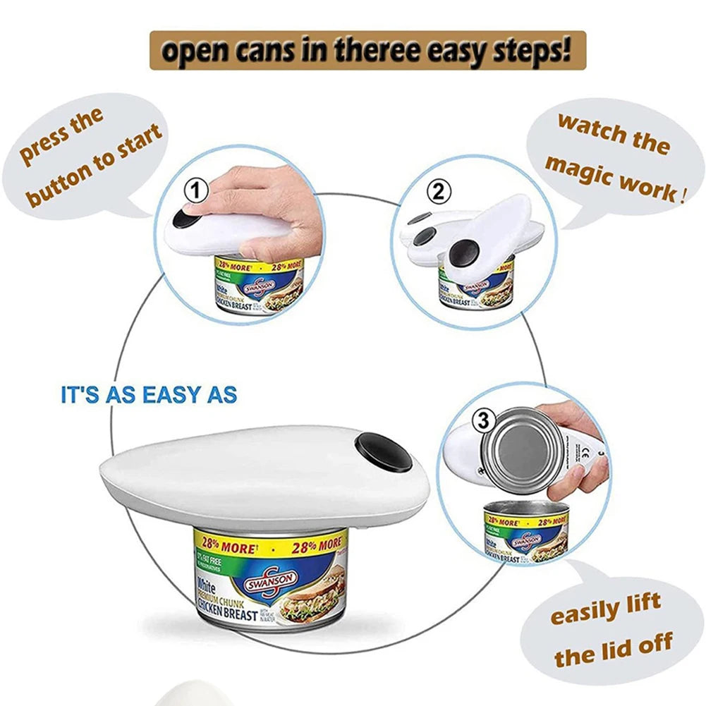Electric Can Opener Automatic Bottle Opener Mini One Touch Battery Operated Smooth Edges Can Opener Kitchen Bar Tool Gadgets