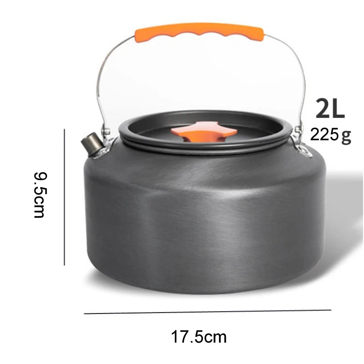 0.8L/1.1L/1.2L/1.6L/2L/2.5L Aluminum alloy Portable Outdoor Camping Coffee and Tea Kettle for Hiking Fishing Picnic and Cooking