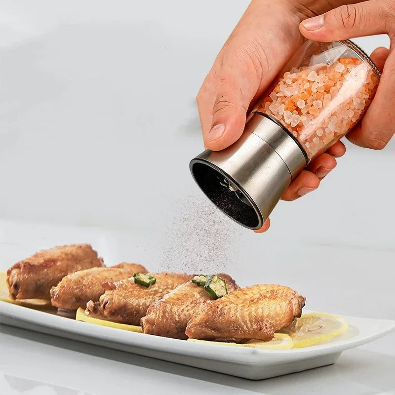 Ergonomic Adjustable Ceramic Core Pepper Sea Salt Grinder Stainless Steel Portable Spice Mill for Camping BBQ Home Kitchen Use