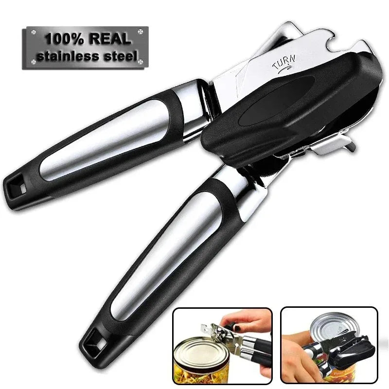 Professional Stainless Steel Tin Can Opener Multifunctional Side Cut Kitchen Tool Beer Bottle Opener