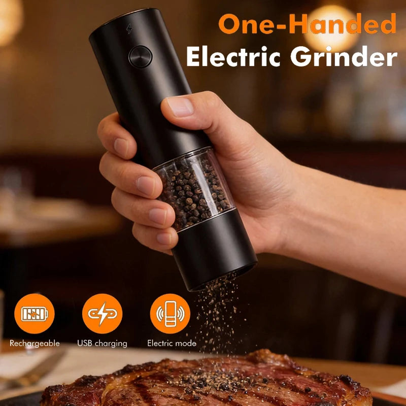 Electric Salt and Pepper Grinder Set USB Rechargeable Electric Adjustable Coarseness Pepper Grinder Mills with Storage Base