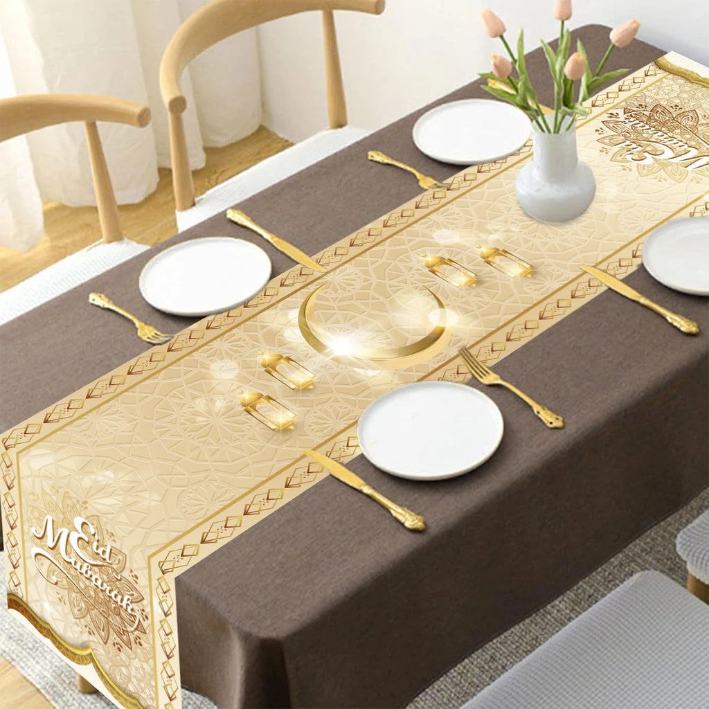 2026 Eid Mubarak Table Runner Ramadan Decor for Home Kitchen Dinning Islamic Muslim Party Decor Ramadan Kareem Eid Al Adha Gift