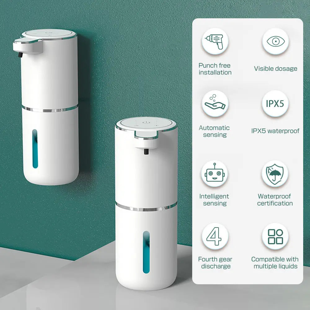 380ML Touchless IPX5 Waterproof 4-Gears Adjustable Foam/Gels Automatic Sense Soap Dispenser Electric Hand Dish Washing Machine