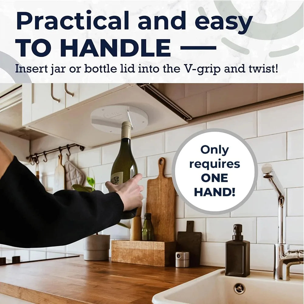 1pc Under Cabinet Jar Openers for Weak Hand Easy Grip, Arthritis jar opener, One Handed Gadgets & Bottle Opener Kitchen Tools