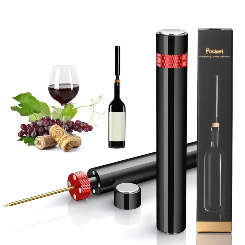 Portable Wine Bottle Opener, Air Pump Stainless Steel Pin Jar Cork Remover Corkscrew Kitchen Bar Accessories Gfit Opening Tools