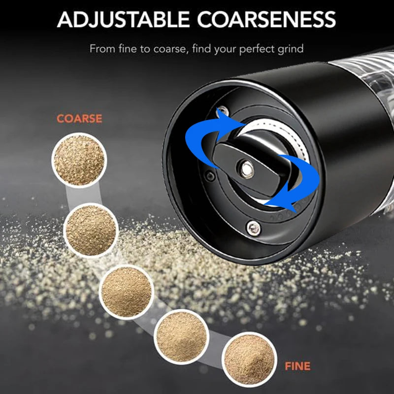Electric Salt and Pepper Grinder Set USB Rechargeable Electric Adjustable Coarseness Pepper Grinder Mills with Storage Base