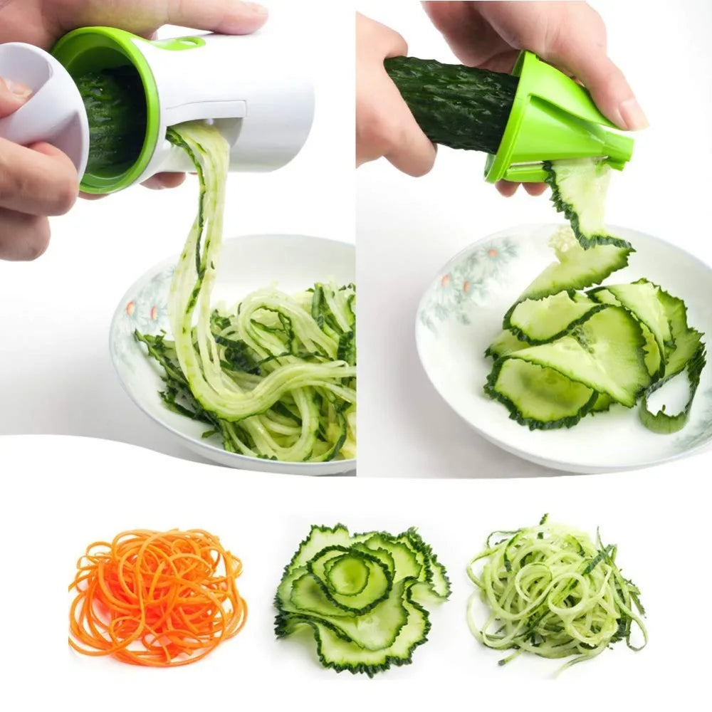 3IN1 Handheld Vegetable Spiralizer Slicer Veggie Carrot Spiral Slicer Cutter Zucchini Pasta Noodle Spaghetti Maker Kitchen To