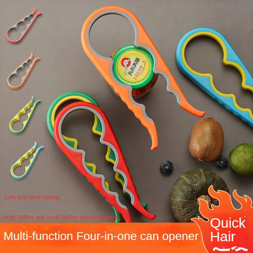 1PC 4-in-1 Multi-Function Non-Slip Kitchen Bottle Opener Twist Can Opener Labor-Saving Bottle Lid Opener for Easy Home Use